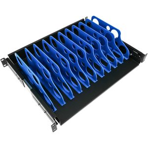 Estantería extraible para armario rack 19" con 10 divisiones para ordenador portátil o tablet 350 mm
