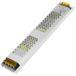 Fuente de alimentación plana de superficie. Transformador eléctrico industrial 12VDC 16.7A. Tamaño 53 x 308 x 21 mm