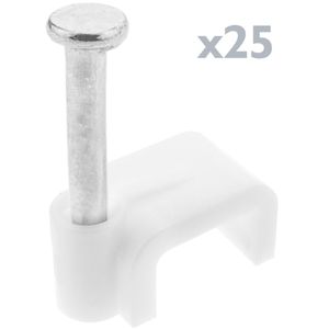 Abrazadera de clavo para cable plano 7x4 mm paquete de 25 unidades blanco