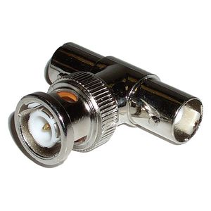Conector T de 1 BNC macho a 2 BNC hembra