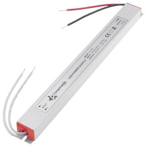 Fuente de alimentación plana de superficie para LED. Transformador eléctrico industrial 12VDC 1.5A. Tamaño 18 x 208 x 15 mm