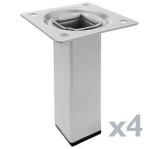 Pies cuadrados para mesa y mueble. Patas en acero gris de 10cm 4-pack