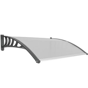 Tejadillo de protección 120x90 cm gris oscuro. Marquesina para puertas y ventanas con soporte negro