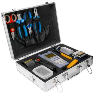 Maletín de aluminio con kit de herramientas para fibra óptica