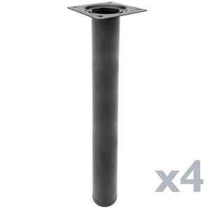 Pies redondos para mesa y mueble. Patas en acero negras de 40cm 4-pack