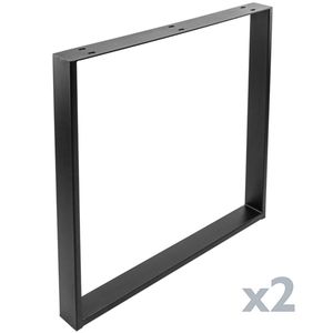 Pies rectangulares para mesa Patas en acero negro 680 x 80 x 710 mm 2-pack