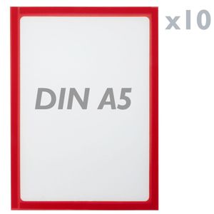 Marco magnético flexible rojo A5 para letreros con imán (10 unidades)