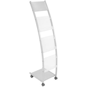 Expositor portafolletos 31 x 35 x 126 cm con 3 compartimentos para folletos y revistas