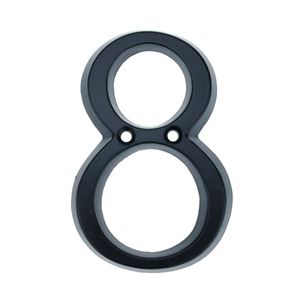 Número 8 en metal negro de 95mm con tornillería para rotulación