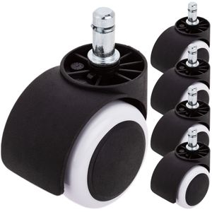 Rueda pivotante de nailon y PVC blanco sin freno 50mm M10 5 pack