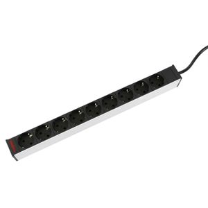 Regleta de enchufes para armario rack 19" 1U con 9 schuko alumino