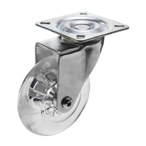 Rueda pivotante industrial de poliuretano y PVC transparente sin freno 75 mm
