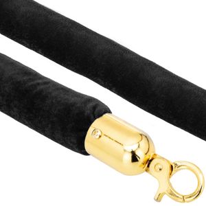 Cordón de terciopelo negro con cierre dorado para poste
