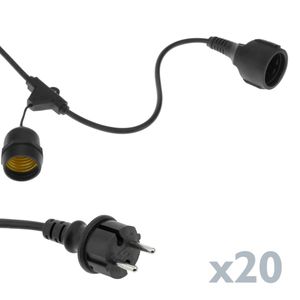 Guirnalda de 20 bombillas luces con casquillo E27 exterior IP44 cable eléctrico de 20m extensible