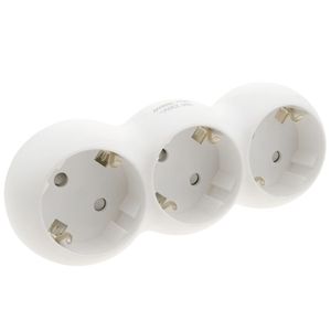 Multiplicador adaptador de clavija enchufe schuko triple blanco