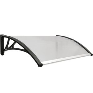 Tejadillo de protección 100x60 cm gris oscuro. Marquesina para puertas y ventanas con soporte negro
