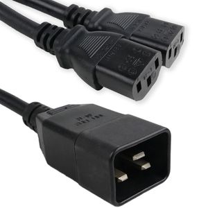 Cable de alimentación IEC-60320 2 C13 a 1 C20 de 20cm