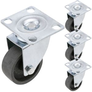 Ruedas pivotantes industriales de metal sin freno 50 mm 4 unidades