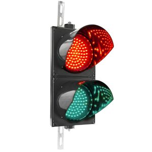 Semáforo para interior y exterior IP65 negro de 2 x 200mm de 12-24V con luces LED verde y roja