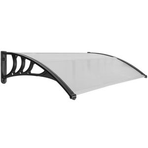 Tejadillo de protección 150x80 cm gris oscuro. Marquesina para puertas y ventanas con soporte negro