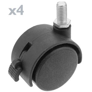 Rueda pivotante de nailon con freno 40 mm M8 4 pack