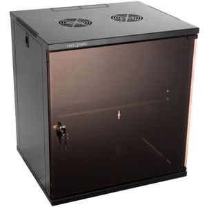 Armario rack 19" mural de 12U negro SOHOrack 540x450x580 mm con bandeja 255 mm y ventilador