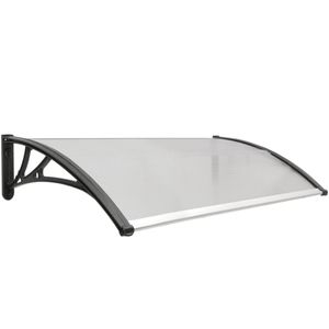 Tejadillo de protección 120x60 cm gris oscuro. Marquesina para puertas y ventanas con soporte negro