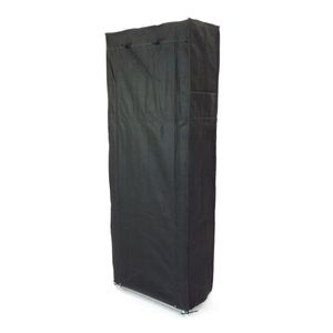 Armario ropero y zapatero de tela desmontable 60 x 30 x 160 cm negro con puerta enrollable