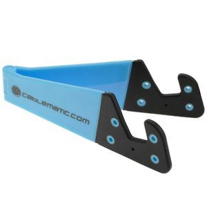 Soporte para teléfono móvil y tablet. Peana azul cielo plegable y portátil