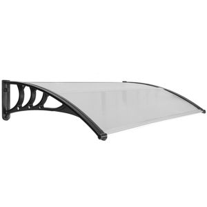 Tejadillo de protección 120x80 cm gris oscuro. Marquesina para puertas y ventanas con soporte negro