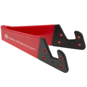 Soporte para teléfono móvil y tablet. Peana roja plegable y portátil
