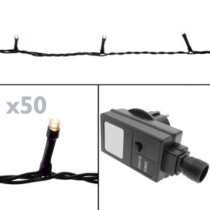 Tira de luces decorativas de 50 luces LED IP44 con 2 funciones blanco cálido 5 m 100-240VAC