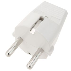 Clavija enchufe schuko recto macho blanco