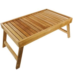 Bandeja para cama 55 x 35 x 4.8 cm plegable de madera de teca certificada