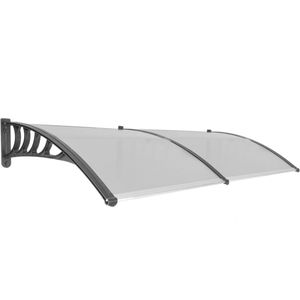 Tejadillo de protección 105x75 cm gris oscuro. Marquesina para puertas y ventanas con soporte negro