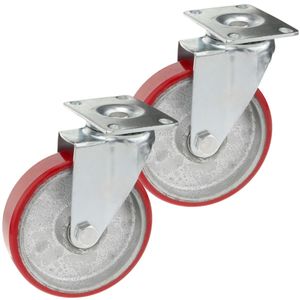 Ruedas pivotantes industriales de poliuretano y metal sin freno 125 mm 2 unidades