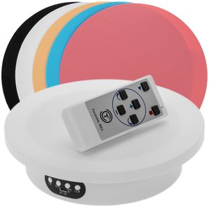 Base giratoria eléctrica 20cm blanco con mando a distancia, con 5 paneles de colores