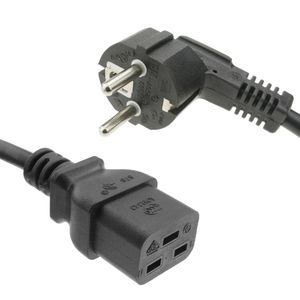 Cable eléctrico 3x1.5mm² IEC60320 C19-hembra a Schuko-macho 3m