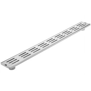 Canaleta de doble desagüe 10x90cm con rejilla en acero inoxidable mate