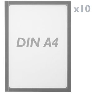Marco magnético flexible gris A4 para letreros con imán 10-pack