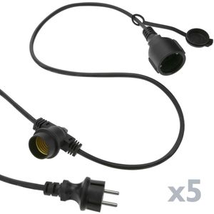 Guirnalda de 5 bombillas luces con casquillo E27 para exterior IP44 cable eléctrico de 5m extensible