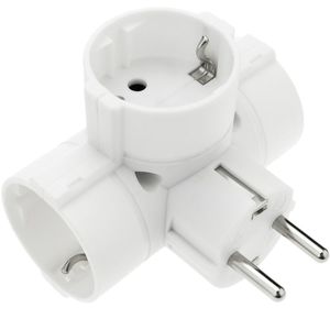 Multiplicador de clavija enchufe schuko triple de color blanco con ángulo