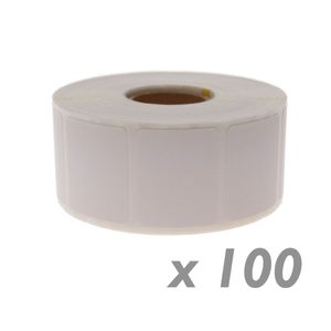 Rollo bobina de 1200 etiquetas adhesivas para impresora transferencia térmica 31.75x25.4mm 100 unida