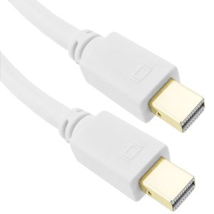 Cable mini Displayport MiniDP 1080p FullHD para audio y vídeo digital de 1m blanco
