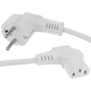 Cable de alimentación IEC-60320 blanco C13-acodado SCHUKO-macho 1.8m