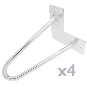 Pies para mesa y mueble Patas en cromado 2 varillas 15 cm 4-pack