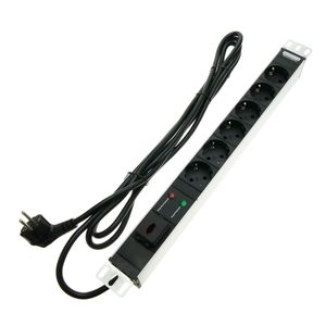 Regleta de enchufes rack 19" de 6 schuko con interruptor y protección sobretensiones de RackMatic