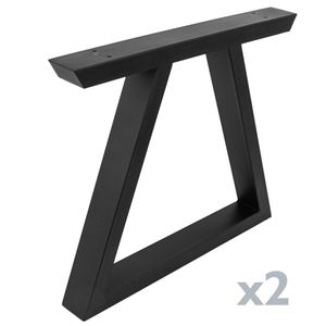 Pies rectangulares para mesita y banqueta Patas en acero negro 480 x 60 x 420 mm 2-pack