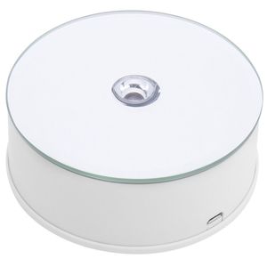 Base giratoria eléctrica 10cm blanco con espejo. Plataforma rotatoria con iluminación LED