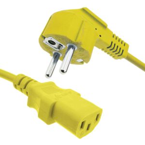 Cable eléctrico de alimentación IEC60320 C13 a schuko macho acodado de color amarillo 3m
